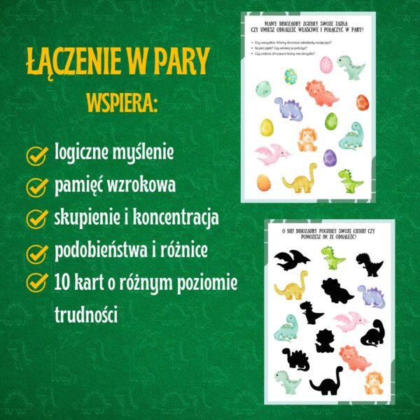 Karty edukacyjne PDF – DINOZAURY  (70 stron do druku) Dla dzieci w wieku 2–5 lat - obrazek 7
