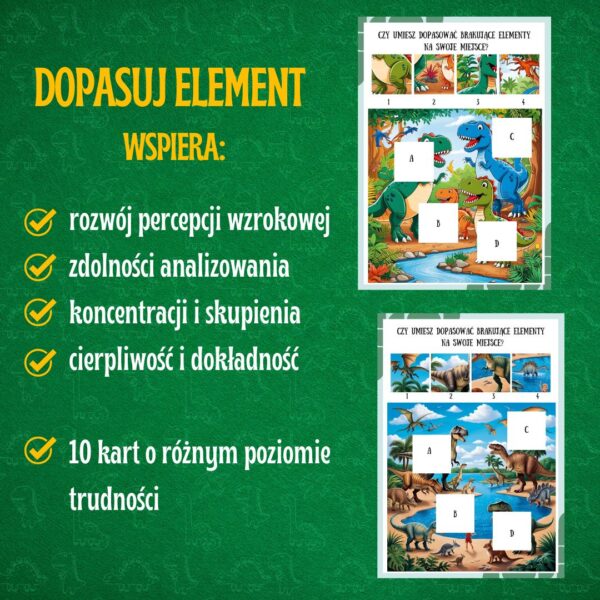 Karty edukacyjne PDF – DINOZAURY  (70 stron do druku) Dla dzieci w wieku 2–5 lat - obrazek 8